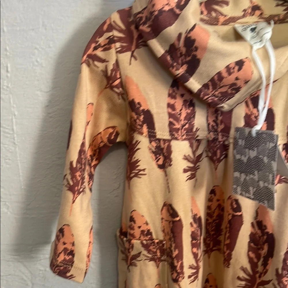 Kate Quinn NWT Feather Print Long Sleeve Dress With Pockets - Picture 2 of 5
